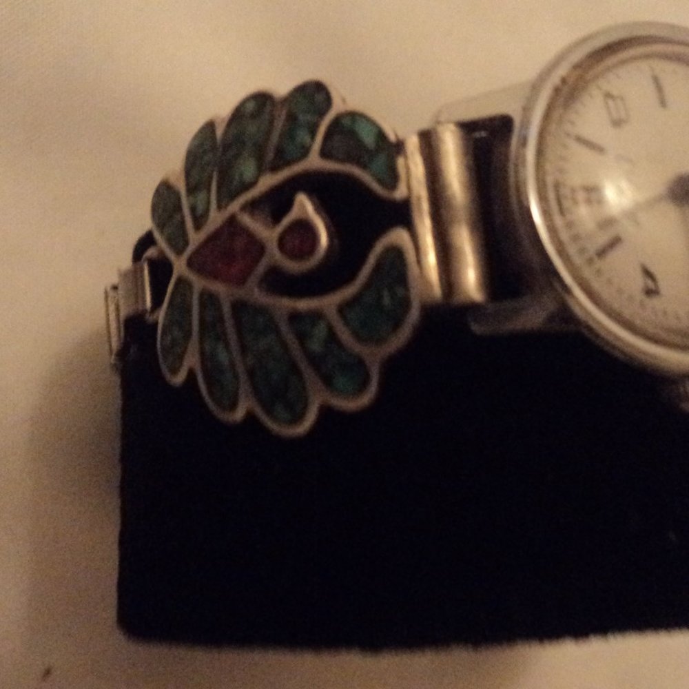 TIMEX ELECTRIC WATCH VINTAGE SIVER/ TURQUOISE RARE